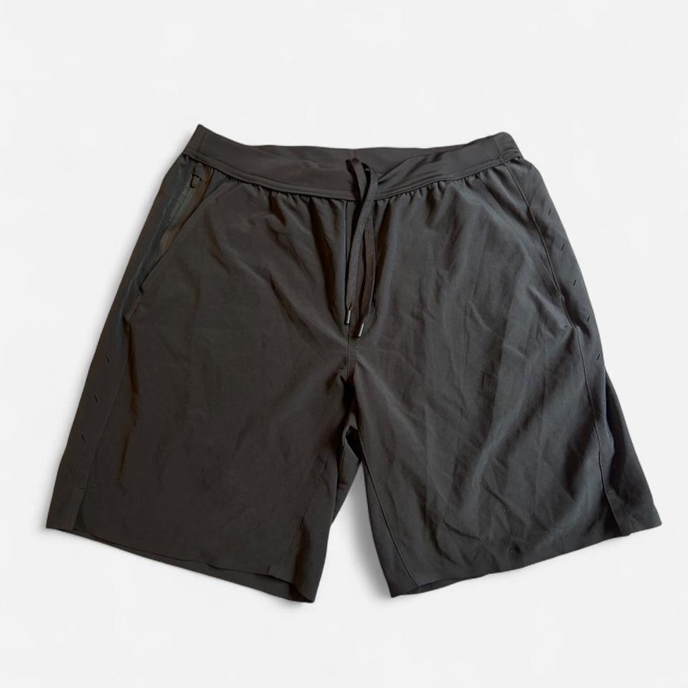 Lululemon men's large black shorts with white logo